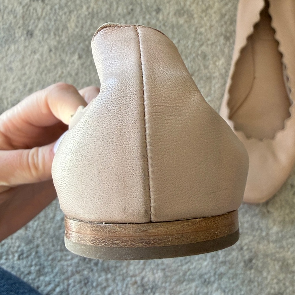 Chloe Lauren Scalloped Leather Ballet Flats - Picture 5 of 10